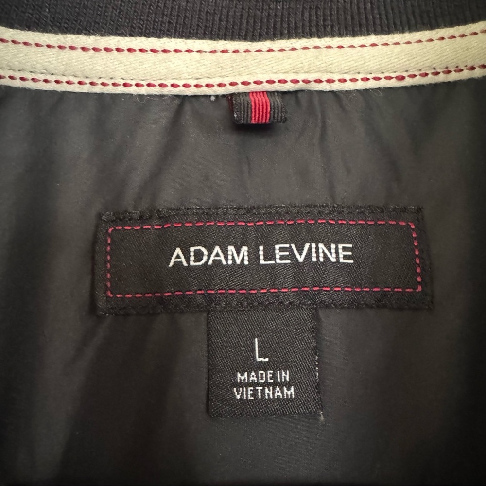Adam Levine Mens Bomber Jacket Black with White Size L Full Zip w/Pockets - Picture 5 of 13